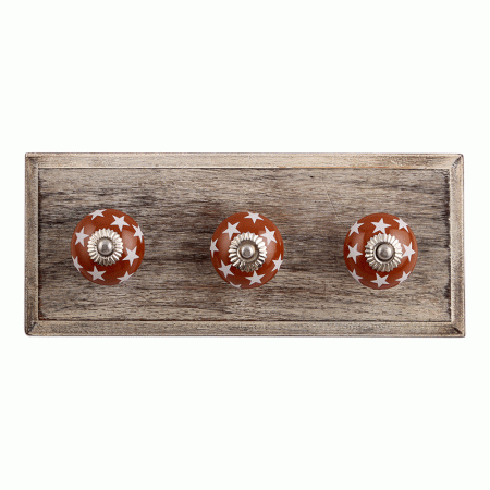 Brown Star Ceramic Wooden Hooks